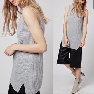 Topshop Sleeveless Gray Ribbed Sweater/Dress